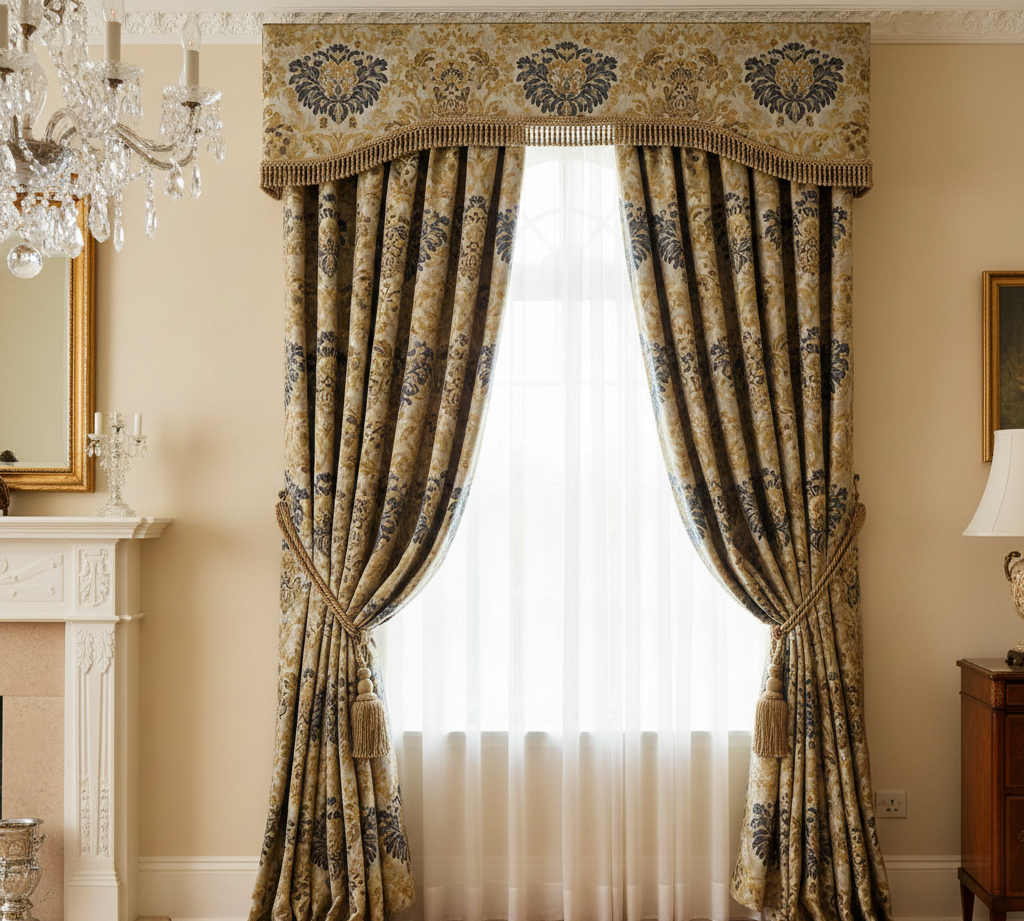 Custom made curtains in elegant fabric