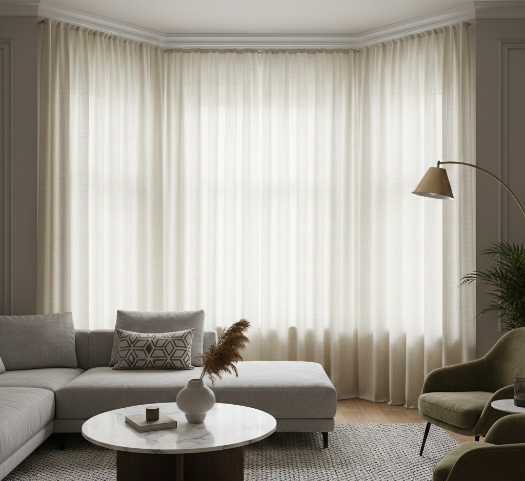 Premium roller blind in neutral colour